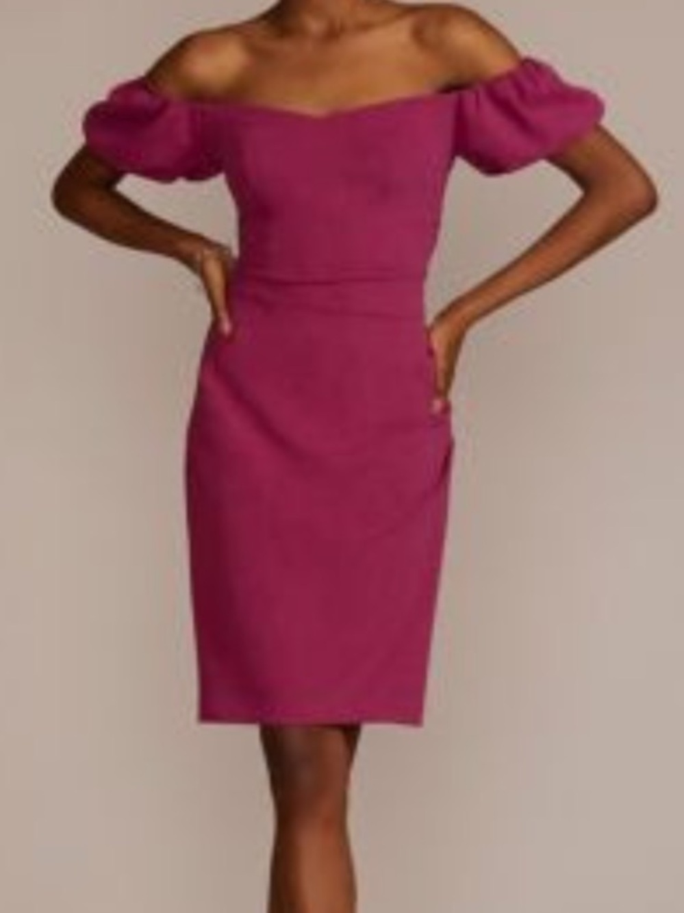 NWT - DB Studio Women’s Puff-Sleeve Off Shoulder Dress in Vibrant Magenta Size 2
